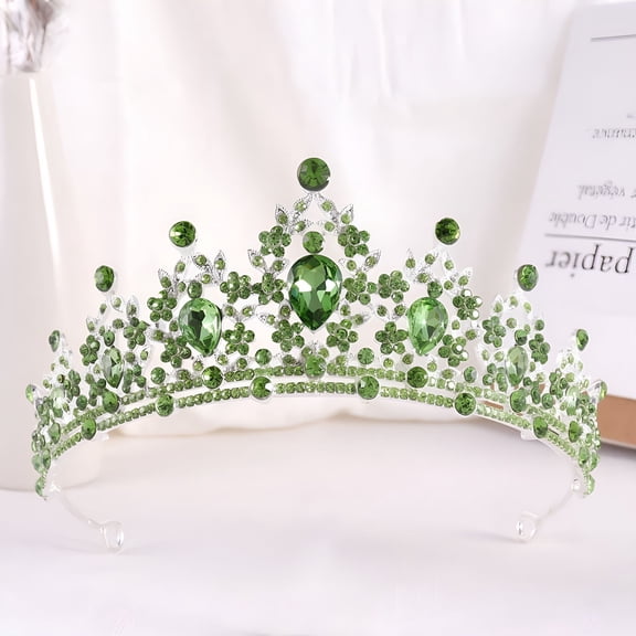 DESIGNICE 2026 New Wedding Tiara for Bride Princess Tiara Headband Bridal Crown,Crystal Rhinestone Hair Jewelry Decor for Queen Bride Birthday Prom Wedding Pageant Halloween Costume Party (Green)