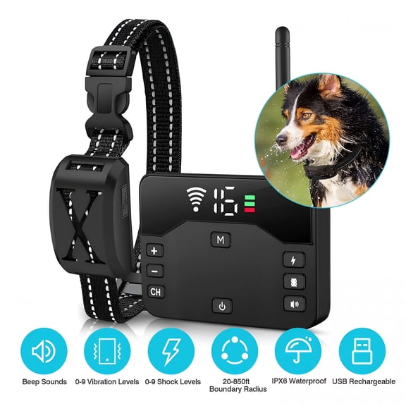 DESIGNICE 2026 New Wireless Dog Fence for 1 Dog ,Electric Fence for Dogs 2 in 1 Wireless Dog Fence Collar Pet Containment System