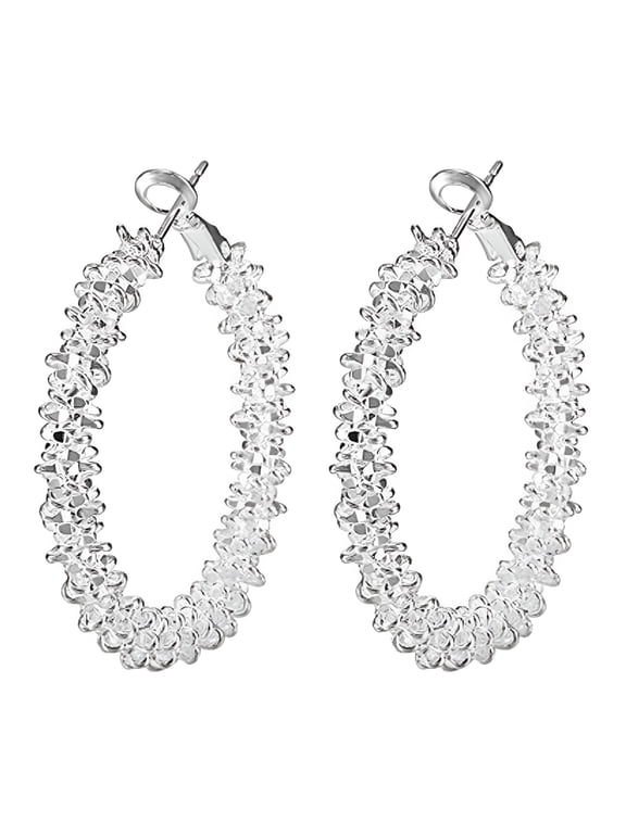 2026 New Women Big Hoop Earrings Large Loop Circle Alloy Jewelry Ear Rings (Silver) for Daily Wear,Parties,Casual Outfits,Gift Idea,Evening Look.