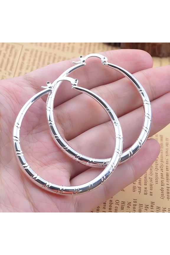 2026 New Women Fashion 925 Sterling Solid Silver Ear Hoop Earrings Wedding Jewelry, for Weddings, Formal Events, Anniversaries, Date Nights, Bridal Showers, Special Occasions