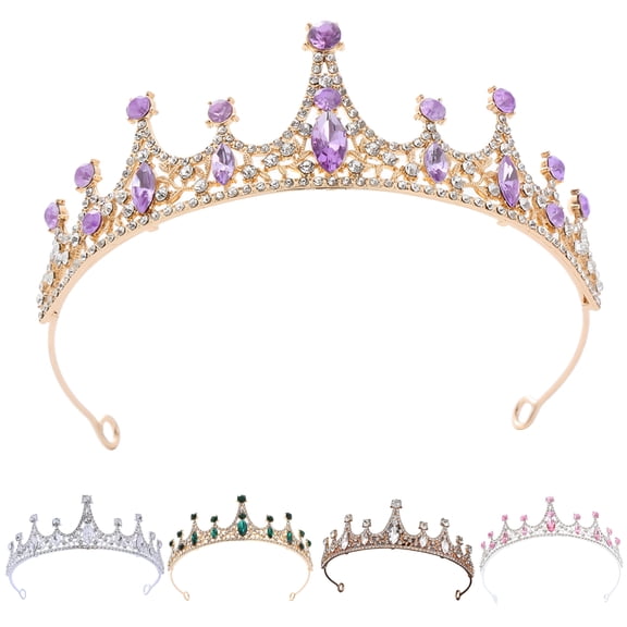 DESIGNICE 2026 New Women Princess Crown Shiny Rhinestones Inlaid Wedding Tiara Headband Hair Accessory Faux Crystal Crown with Pin Fixes for Wedding, Party, Prom, Birthday, Photoshoot