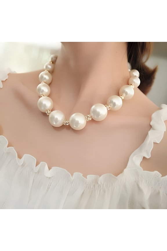2026 New Women'S Gorgeous Big Pearl Rhinestone Bib Statement Chain Necklace for Party,Wedding,Formal,Dinner,Office