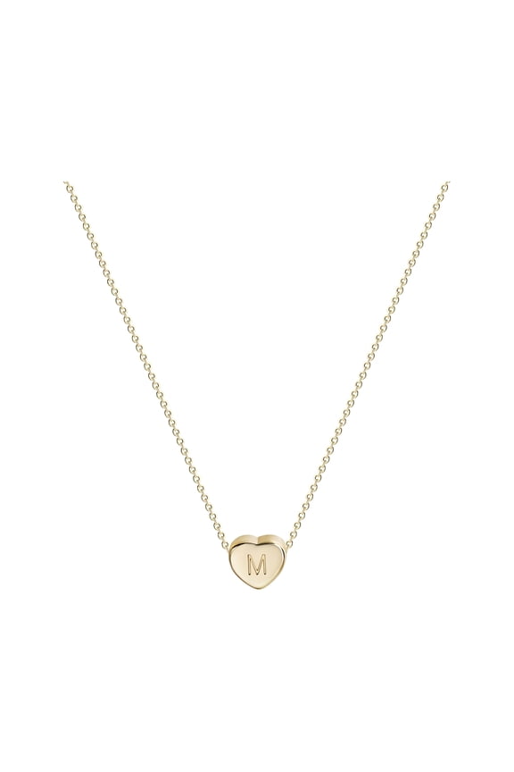 2026 New Women'S Silver Initial Necklace Stainless Steel Love Heart Tiny Letter Necklace Personalized Name Jewelry for Girlfriend Gift 26 Alphabet Letters Necklace for Women (M)