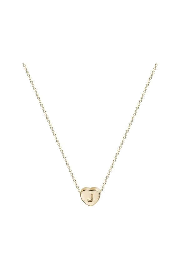 2026 New Women'S Silver Initial Necklace Stainless Steel Love Heart Tiny Letter Necklace Personalized Name Jewelry for Girlfriend Gift 26 Alphabet Letters (J)