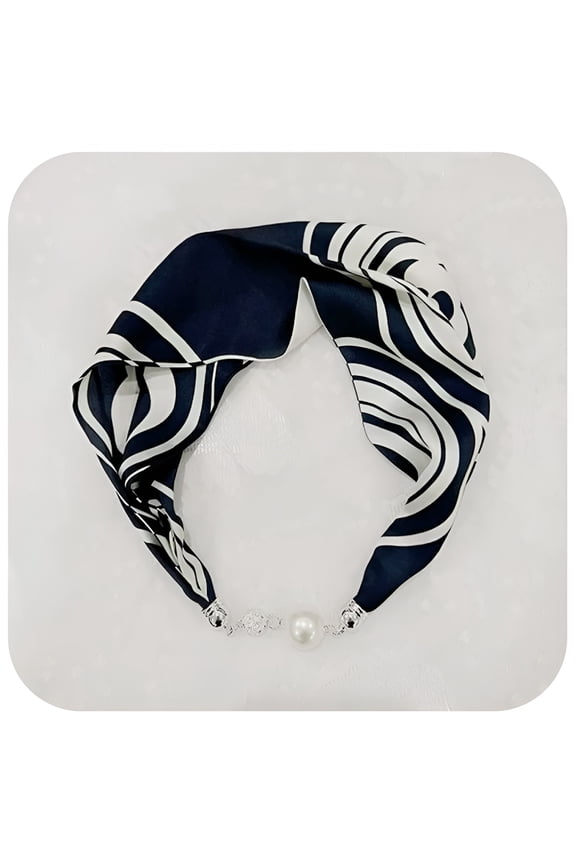 2026 New Women Silk Scarf Necklace Magnetic Buckle with Rhinestone Small Neckerchief Clavicle Chain Headdress Pendant Scarf