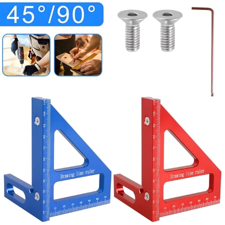 DESIGNICE 2026 New Woodworking Angle Ruler Aluminum Alloy 45/90° Miter Triangle Ruler Sturdy Square Protractor Precise Carpenter Measuring Ruler Layout Measuring Tool for Woodworking
