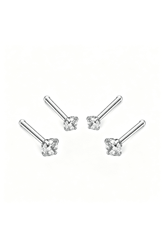 20G 1.5Mm 2Mm 2.5Mm 3Mm Round Diamond Cz Nose Bone Studs Rings Pin Piercing Jewelry 4Pcs