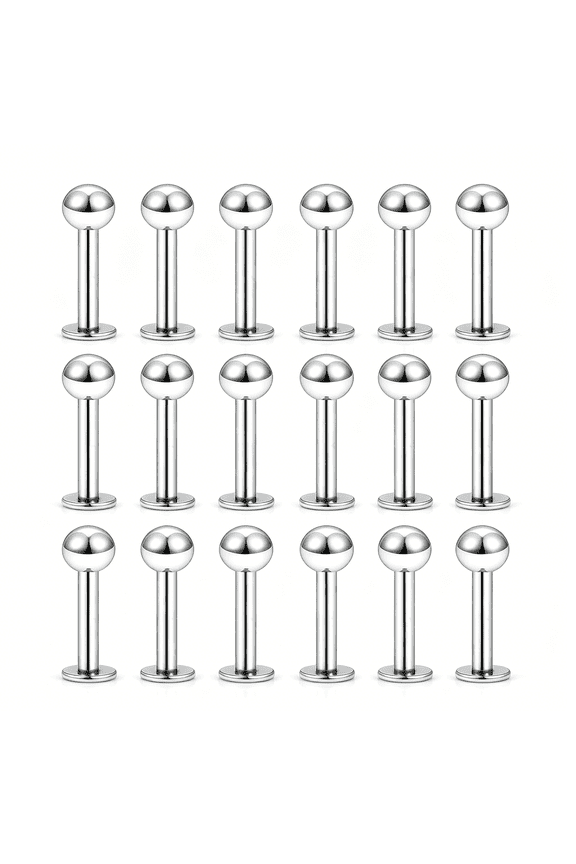 20G 16G 14G 12G Lip Labret Monroe Medusa Ring Studs 316L Surgical Steel Tragus Helix Cartilage Earring Tongue Cheek Dimple Piercings Jewelry Bar Length 6Mm 8Mm 10Mm 12Mm 14Mm 18Pcs