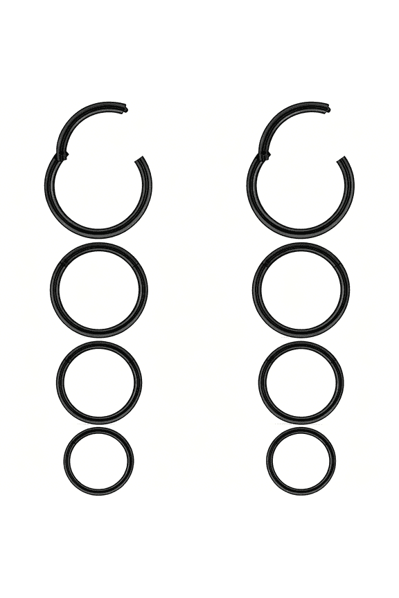 20G 18G 16G 14G 12G 10G Surgical Steel Hinged Clicker Segment Nose Rings Hoop Lip Rings Helix Cartilage Daith Tragus Sleeper Earrings Body Piercing for Women Men 6Mm 8Mm 10Mm 12Mm 14Mm 16Mm
