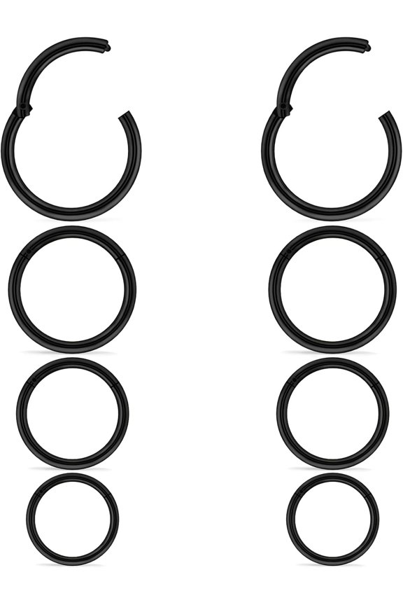 20G 18G 16G 14G 12G 10G Surgical Steel Hinged Clicker Segment Nose Rings Hoop Lip Rings Helix Cartilage Daith Tragus Sleeper Earrings Body Piercing for Women Men 6Mm 8Mm 10Mm 12Mm 14Mm 16Mm