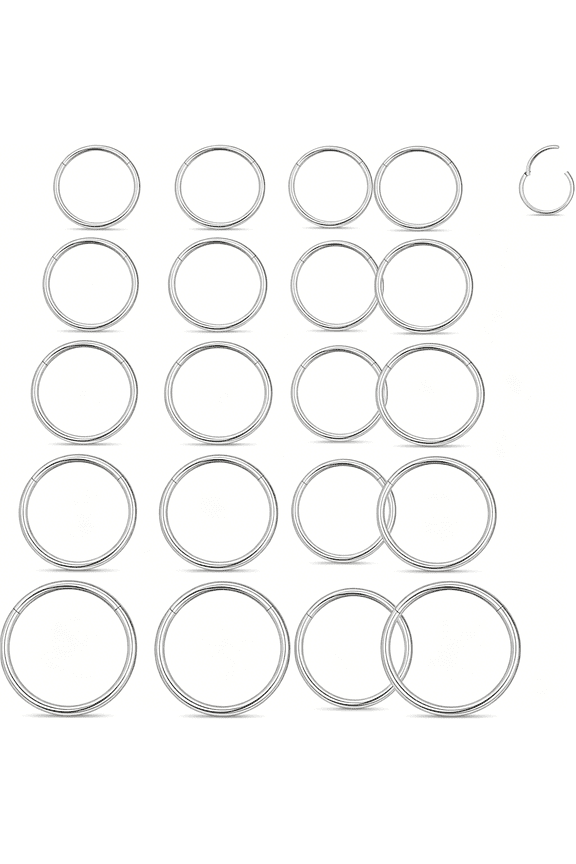 20G 18G 16G 14G Nose Rings Hoops Titanium Clicker Septum Jewelry Lip Ring Tragus Helix Daith Rook Conch Snug Cartilage Lobe Earrings Hoop Piercing Jewelry for Women Men 6Mm-16Mm
