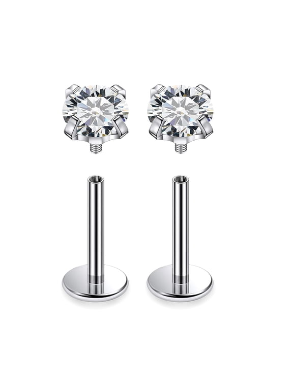 20G 18G 16G Astm F136 Titanium Internal Thread Flat Back Earrings Nose Studs Tragus Helix Conch Cartilage Lobe Earrings Medusa Labret Snake Bite Monroe Lip Ring Piercing Jewelry For Women