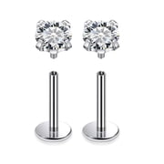 DESIGNICE 20G 18G 16G Astm F136 Titanium Internal Thread Flat Back Earrings Nose Studs Tragus Helix Conch Cartilage Lobe Earrings Medusa Labret Snake Bite Monroe Lip Ring Piercing Jewelry For Women