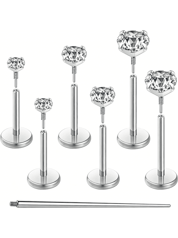20G 18G 16G Flat Back Earrings Stud Nose Ring Titanium Internal Thread Tragus Labret Cartilage Lip Medusa Conch Body Piercing Jewelry Nose Stud Hypoallergenic for Women Men