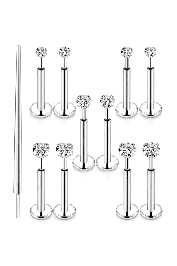 20G 18G 16G Nose Rings Studs 316L Surgical Steel Flat Back Threadless Push in Nose Studs Screw L-Shaped Nose Rings Tragus Cartilage Helix Earrings Piercing Jewelry for Women Men