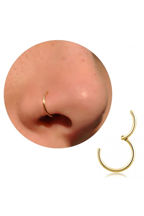 20G 18G 16G Titanium Nose Ring Hoop,Cartilage Hoop Earrings for Women Men Silver Gold Nose Ring Septum Ring Tragus Conch Helix Daith Lip Piercing Jewelry (Gold-20g,7mm)