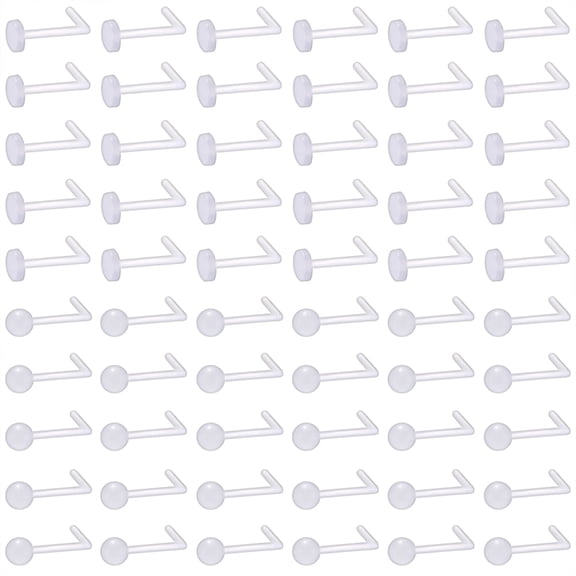 DESIGNICE 20G 60Pcs/Set Clear Invisible Nose Stud Piercing Flat Ball Nose Corkscrew/Nose Bone/ L-Shape Bioflex Nose Piercing Retainer Jewelry Plastic Nose Rings for Surgery