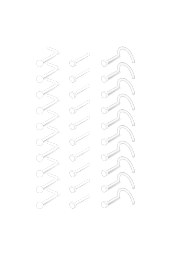 20G Clear Nose Rings Studs Retainer for Work Surgery Flexible Nose Screw Plastic Nose Rings for Surgery