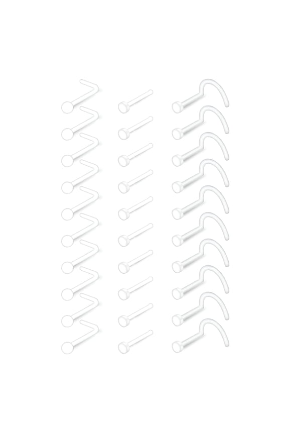 20G Clear Nose Studs Retainer for Work Surgery Flexible Nose Screw Plastic Nose Rings for Surgery