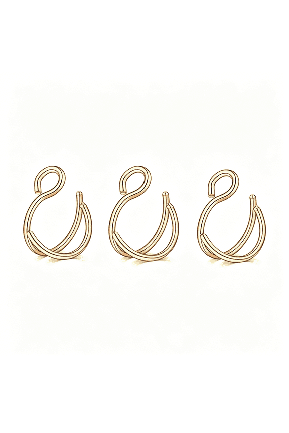 20G Double Layer Fish Hook Fake,Suitable for Any WomenS Body Jewelry,Piercings Septum Lip Double Hoop Nose Ring Hoop Nose Rings for Women Clip On,Fit for Daily,Party,Music Festival