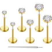 DESIGNICE 20G Flat Back Earrings Stud G23 Titanium Threadless Tragus Labret Cartilage Lip Medusa Conch Body Piercing Jewelry Hypoallergenic for Women Men