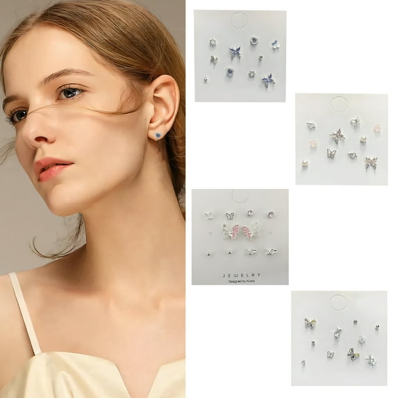 DESIGNICE 20Pairs Cute Earrings,Resin Inlay Process Stud Earrings for Women,Girly Enough Studs,Style5