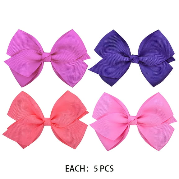DESIGNICE 20Pcs Baby Girl Bows,4.5" Girls Hair Accessories,Solid Color Ribbed Bow Hair Barrettes