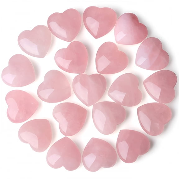 DESIGNICE 20Pcs Rose Quartz Natural Heart Crystals Love Shaped Pocket Polished Stones Heart Healing Crystal Stones for Chakra Reiki Yoga Meditation Relief Anxiety Stress
