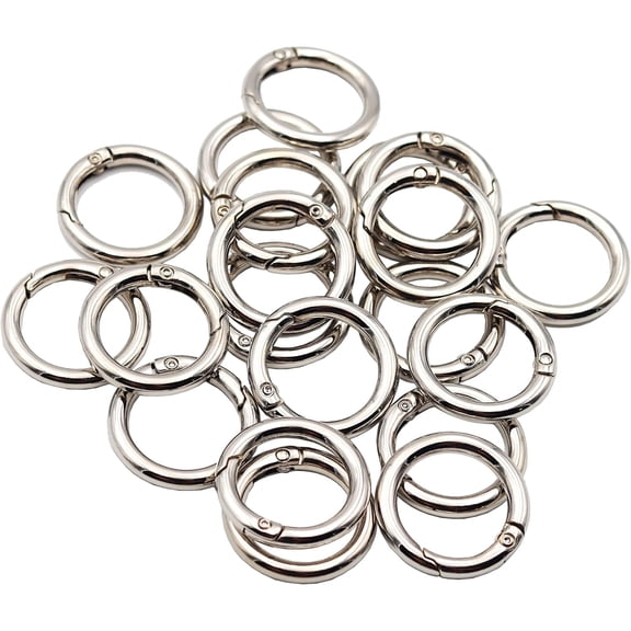 DESIGNICE 20pcs Trigger Spring O Rings Round Carabiner Clip Snap for Keyrings Buckle, Bags,Purses (Silver, 3/4 inch)