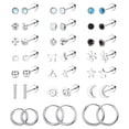 thumbnail image 1 of DESIGNICE 21 Pairs Flatback Stud Earrings, 316L Steel CZ Cartilage Sensitive Ears (Silver), 1 of 7