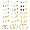 thumbnail image 1 of DESIGNICE 21 Pairs Flatback Stud Earrings for Women,Cubic Zirconia Cartilage Earrings for Women,316L Surgical Stainless Steel Hypoallergenic Earrings for Sensitive Ears Women,Gold, 1 of 7