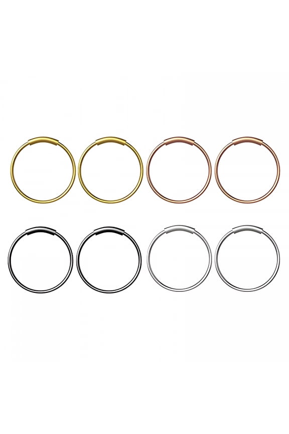 22 Gauge Nose Ring Hoop 10Mm Nose Ring Stainless Steel Hinge Septum Piercing Nose Ring Hoop Lips Ear Ring - 8Mm