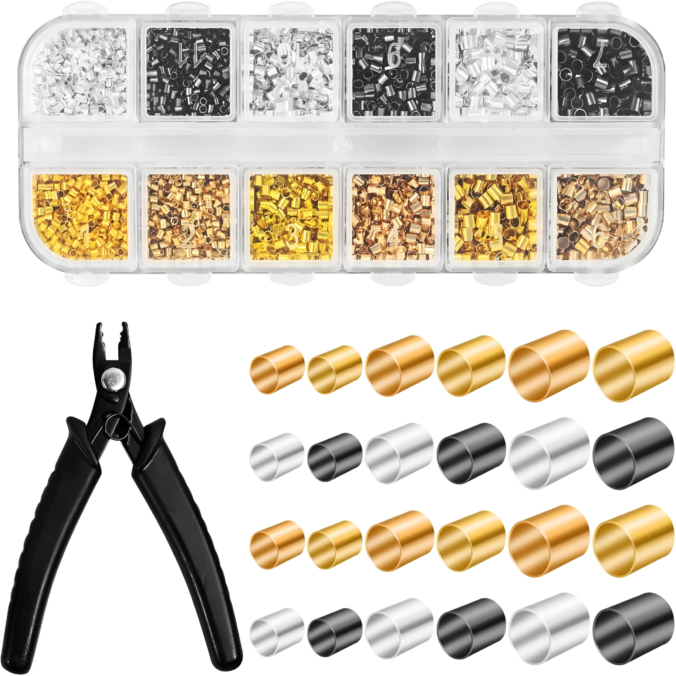 DESIGNICE 2200 Pieces Crimp Beads for Jewelry Making - 3 Sizes & 4 ...