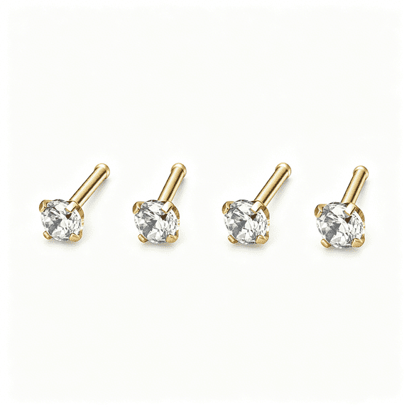 DESIGNICE 22G 1.5Mm 2Mm 2.5Mm 3Mm Round Diamond Cz Nose Bone Studs Rings Pin Piercing Jewelry 4Pcs