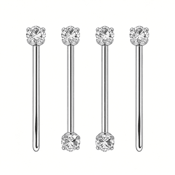 DESIGNICE 22G 1.5Mm 2Mm 2.5Mm 3Mm Round Diamond Cz Nose Screw Studs Rings Piercing Jewelry 4Pcs