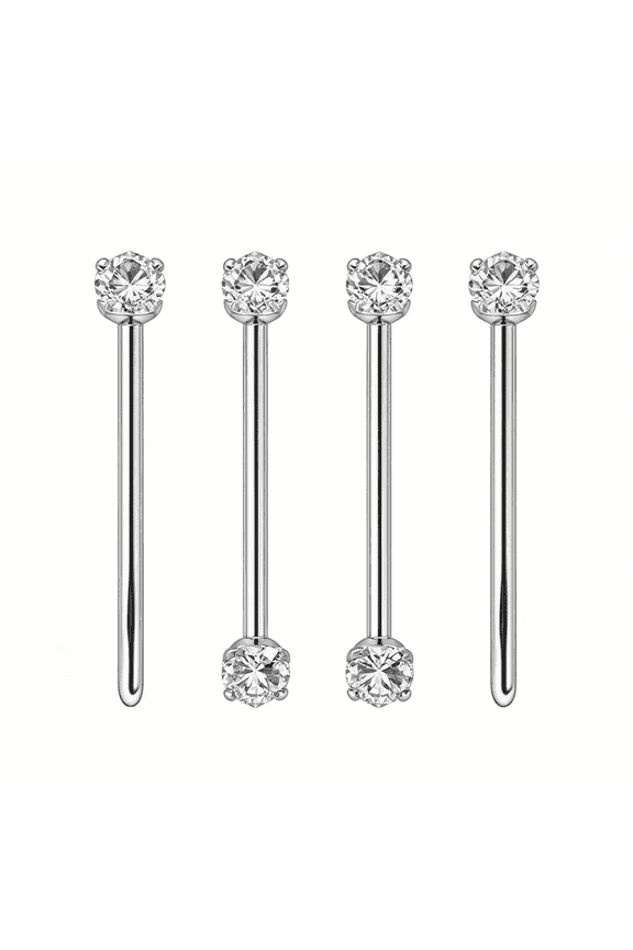 22G 1.5Mm 2Mm 2.5Mm 3Mm Round Diamond Cz Nose Screw Studs Rings Piercing Jewelry 4Pcs