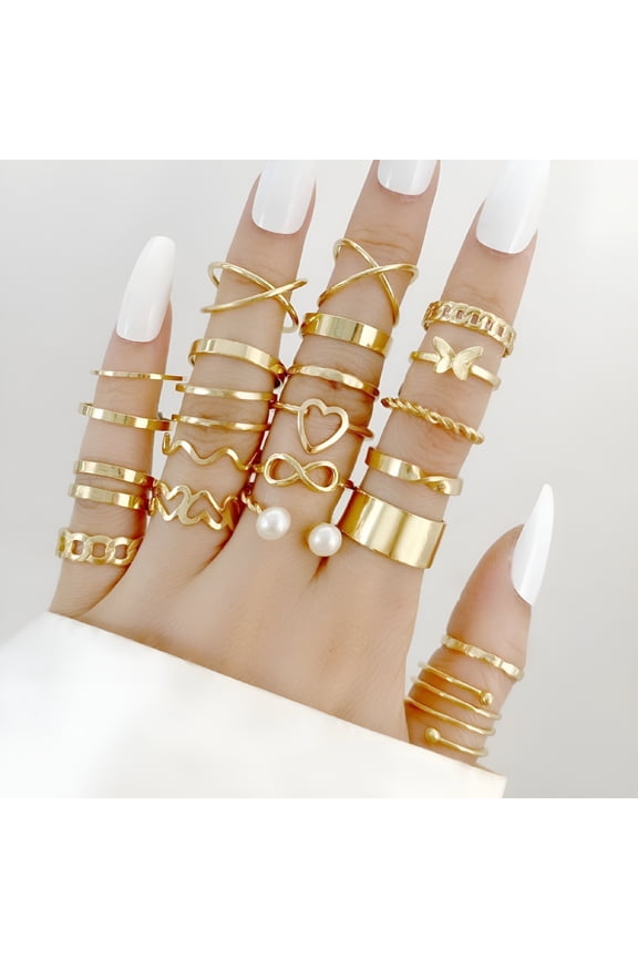 22Pcs Knuckle Rings Stackable Rings Gold Wave Joint Finger for Women Stackable Rings for Women