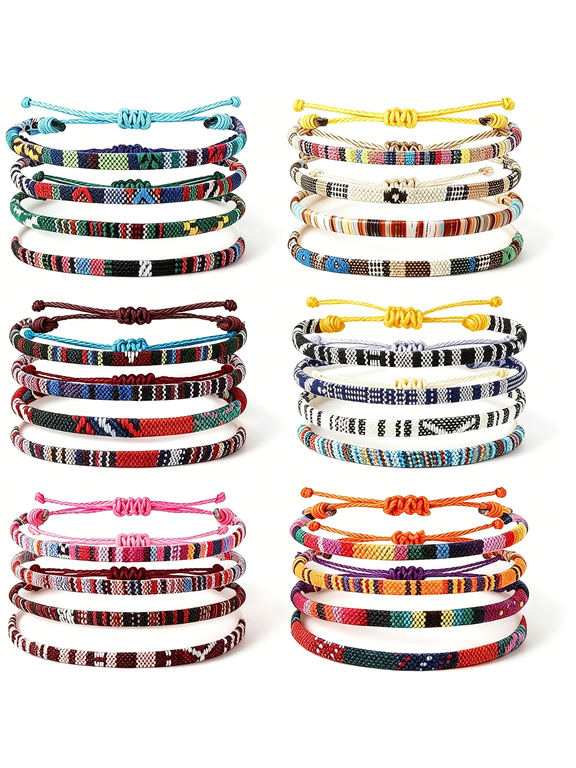 24 Pcs Ankle Bracelets for Women Handmade Boho Anklets Adjustable Woven String Stack Ocean Summer Beach Jewelry Surfer