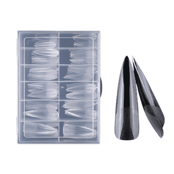 DESIGNICE 240 Pcs Gel X Nail Tips,Semi-Frosted Clear Nail Tips,Enhance Aesthetic Feeling Nail Tips Almond Shape,Style 3,