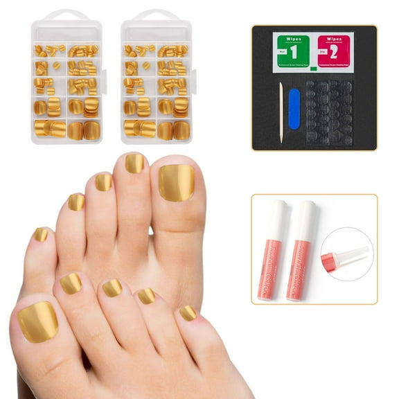 DESIGNICE 246Pcs Fake Nails,Enhances Aesthetic Nails Press Ons,Fashionable & Versatile Soft Material Press on Nails for Women,Style8,Gold