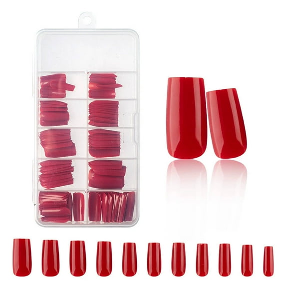 DESIGNICE 246Pcs Fake Nails,Fashionable & Versatile Nails Press Ons,Easy Application Long-Lasting Press on Nails for Women,Style2,Red