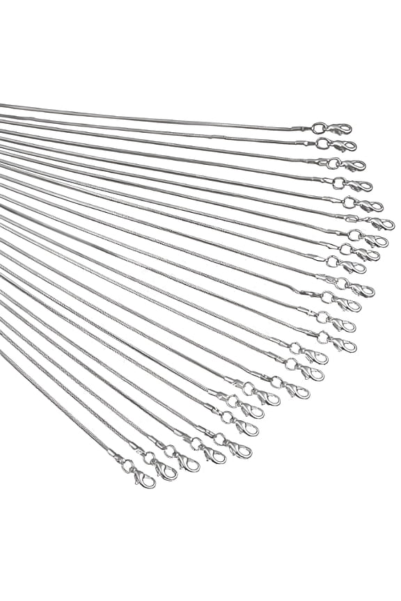 24Pcs 20 Inch Snake Chains for Jewelry Making, 925 Sterling Silver Plated 1.2mm DIY Necklace Links with Lobster Clasps, Bulk Craft Supplies for Pendants