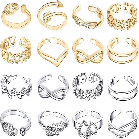 Oot Rings DESIGNICE 24Pcs Adjustable Toe Rings for Women Open Toe Ring Knot Toe ...