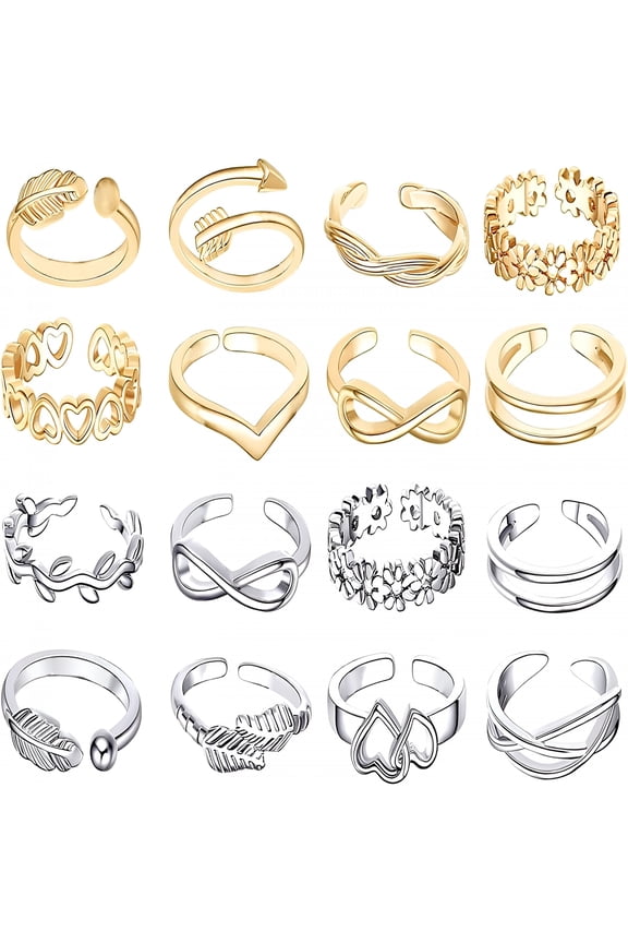 24Pcs Adjustable Toe Rings for Women Open Toe Ring Knot Toe Ring Summer Beach Foot Jewelry