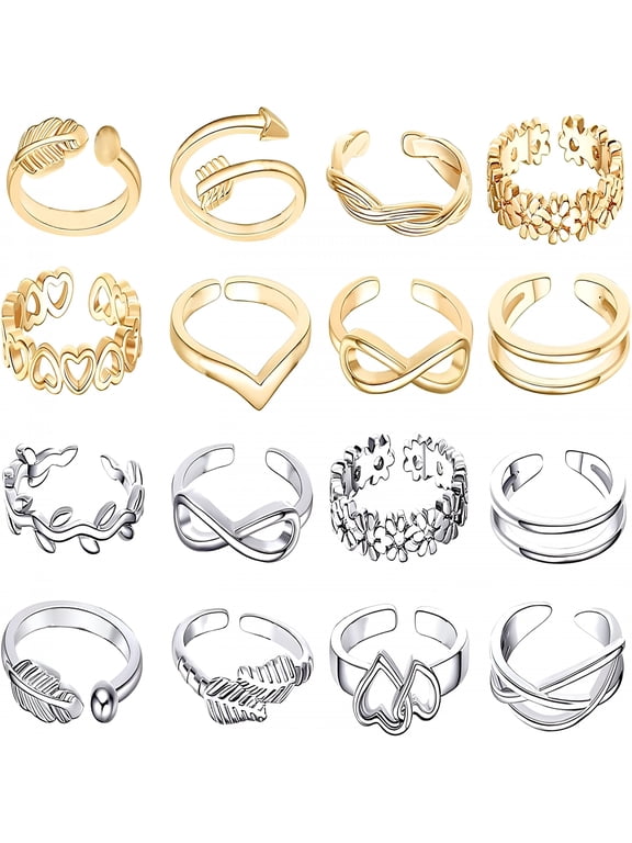 24Pcs Adjustable Toe Rings for Women Open Toe Ring Knot Toe Ring Summer Beach Foot Jewelry