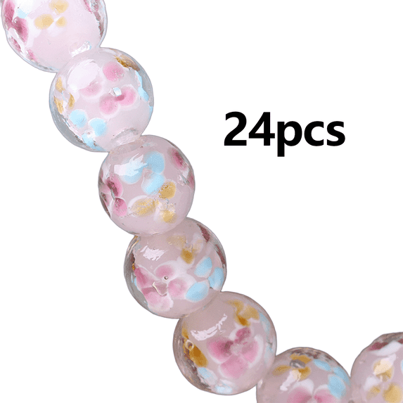 DESIGNICE 24Pcs Beads for Jewelry Making Jewelry Making Clay Beads Loose Crystal Beads Glass Beads Light Pink