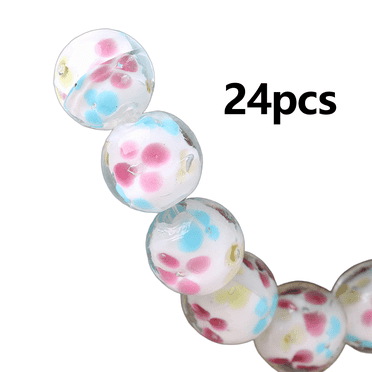 DESIGNICE 24Pcs Beads for Jewelry Making Jewelry Making Clay Beads Loose Crystal Beads Glass Beads White