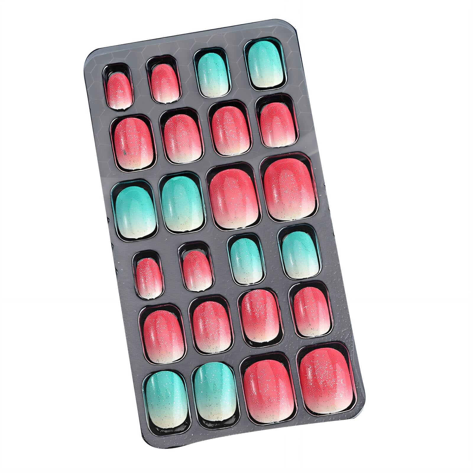 DESIGNICE 24Pcs Fake Nails Secure Attachment Nails Press Ons,Vibrant ...