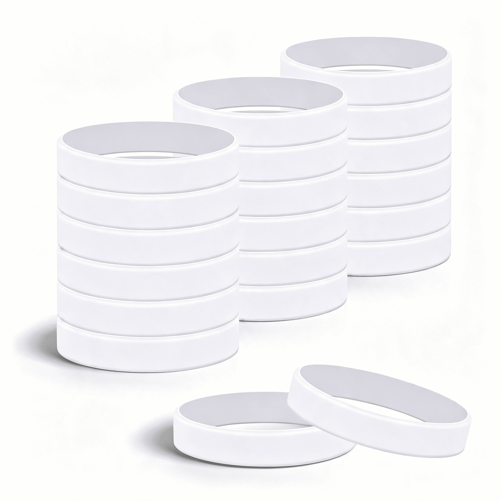 DESIGNICE 24Pcs White Blank Silicone Bracelets Solid Color Rubber ...