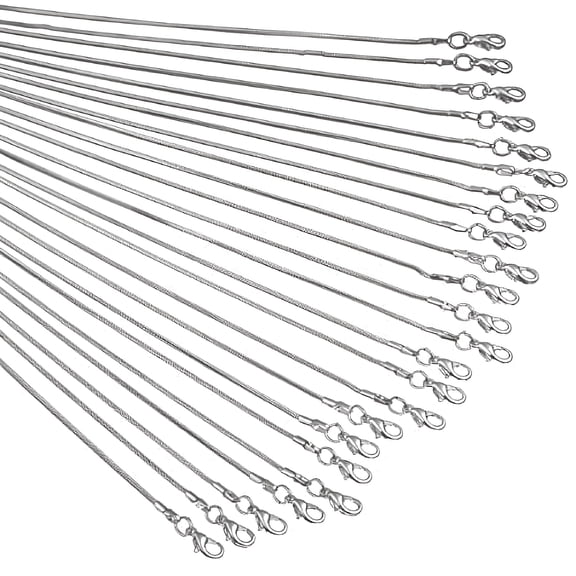 DESIGNICE 24pcs Chains for Jewelry Making 20 Inch 925 Sterling Silver Plated 1.2mm DIY Snake Chain Bulk Link Necklace with Lobster Clasps